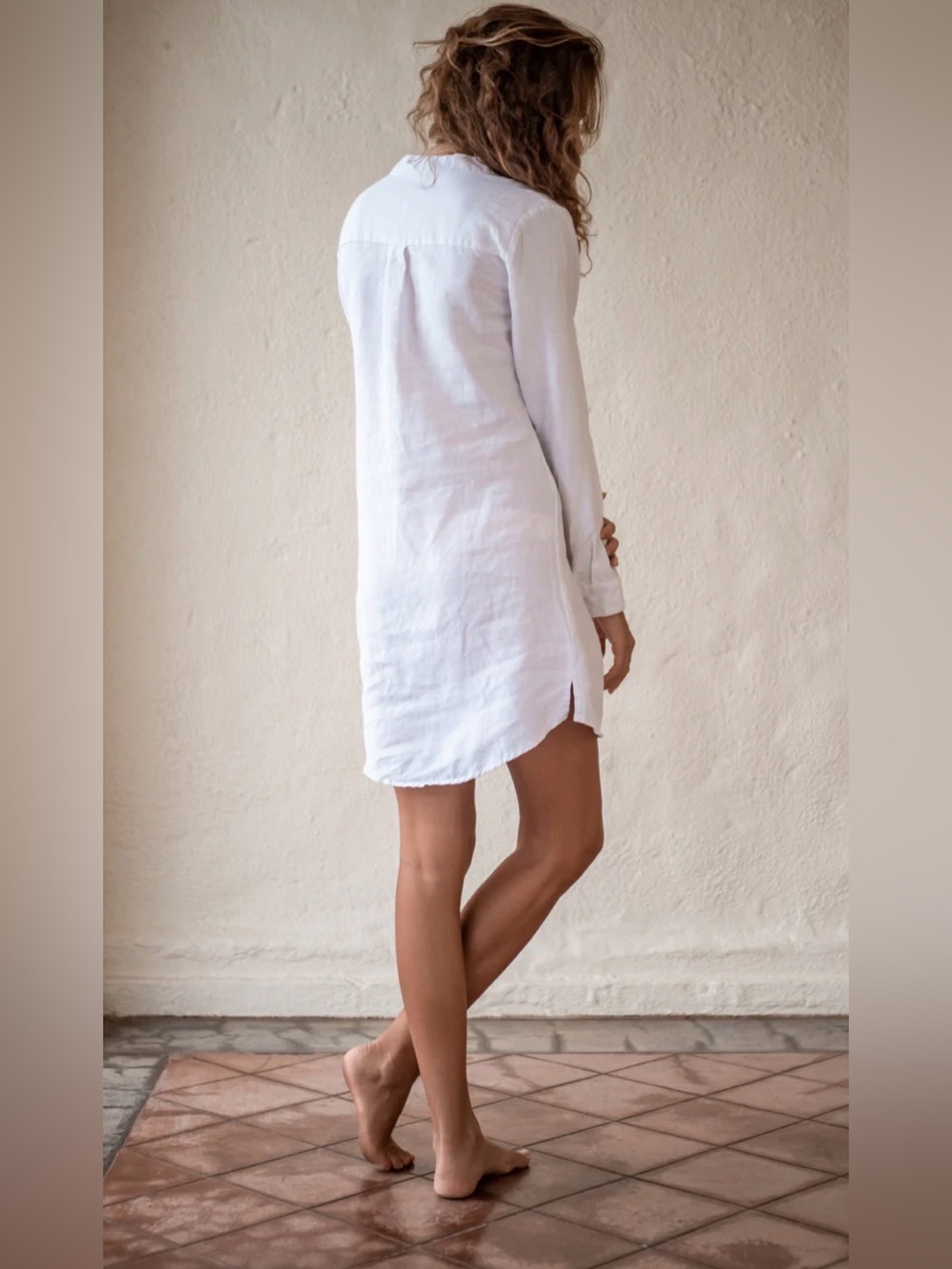 Women’s HIHO Linen Aqua Colored Long-Sleeve Tunic Dress/Coverup Medium NWT - Picture 6 of 10